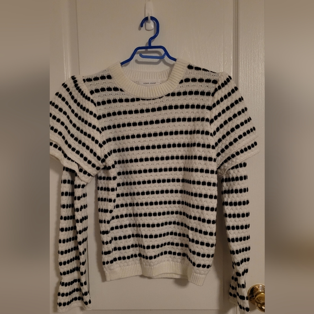 Dear John Cream and Black Striped Sweater